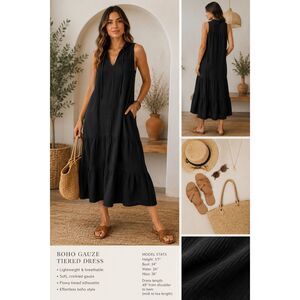 Anthropologie STARK Gauzy Tiered Midi Dress Small 100% Cotton boho natural fiber